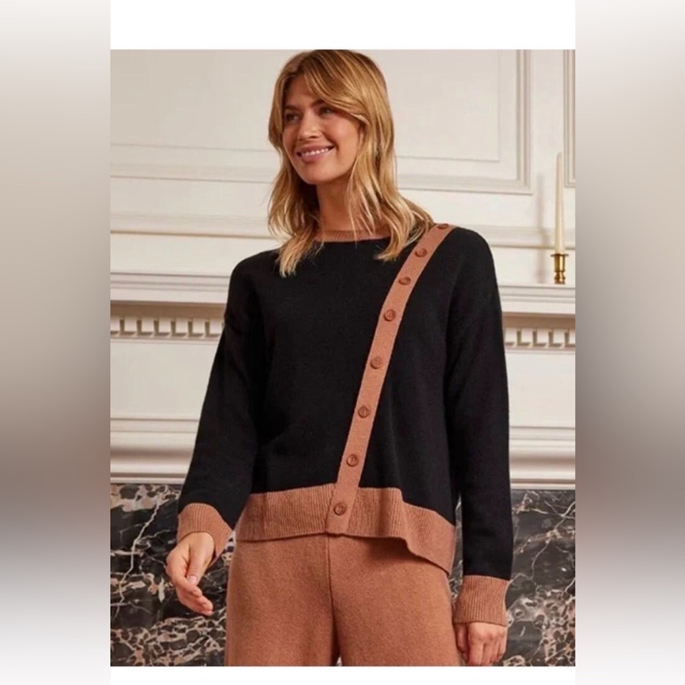 Summersalt The Luxe Wool/Cashmere Blend Button Crewneck Sweater , Medium